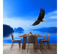 Papier peint photo effet 3D, animaux surréalistes, aigle dans le ciel, fresque murale bleue intissée pour salon, chambre, chambre d'enfant, fond TV, décoration murale moderne, 250 cm x 175 cm, sticker