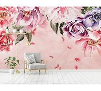 Papier peint photo - Effet 3D - Fleurs des champs roses - 250 cm (l) x 175 cm (H) - Papier peint mural non tissé - Décoration murale moderne - Pour salon, chambre à coucher