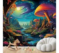 Papier peint photo, Forêt féérique, Champignons psychédéliques, Intissé, Papier peint moderne, Salon, Chambre, Chambre d'enfant, Décoration murale, Papier peint à motifs, Sticker mural 350 cm x 256 cm