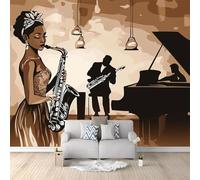 Papier Peint Photo INTISSÉ 200 x 140 cm Poster Géant Affiche Musique Jazz Personnages Décoration, Tanné Papier Peint Panoramique 3D Décoration Murale