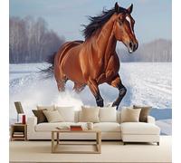 Papier Peint Photo intissé 200x140cm Cheval Agile papier peint panoramique Série Wild Gratuite Effet 3D Illusion d’Optique Art Mural Photomuraux Modernes Découpe sur Mesure Résistant aux Rayures