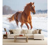 Papier Peint Photo intissé 200x140cm Cheval Brun-roux papier peint panoramique Série Wild Gratuite Effet 3D Illusion d’Optique Art Mural Photomuraux Modernes Découpe sur Mesure Résistant aux Rayures