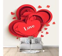 Papier peint Photo intissé 250 x 175 cm- Amour rouge en relief 3D - Décoration Murale Poster Salon Chambre à Coucher Chambre pour Enfants- Géant Affiche Décoration