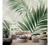 Papier Peint Photo Intissé 250 x 175 cm Photo Murale Feuilles De Palmier Dessinées À La Main 3D Papier Peint Panoramique, Pour Chambre Salon Salle Mur Décoration Plantes En Aquarelle Murale Intissé