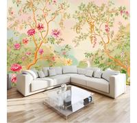 Papier Peint Photo intissé 250 x 175 cm, Style Chinois Fleurs Oiseaux Lacs Poster Tableaux Photo Muraux, Couleur Pour Salon Chambre Chambre D'Enfant Décoration Murale Mur Facile à Poser