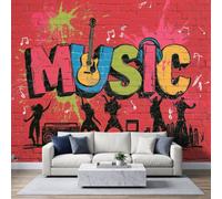 Papier peint photo intissé 250x175cm, Graffitis Rue Papier peint Panoramique de haute qualité, pour salon et chambre, Police Dessinée Main Musique Studio Danse revêtement mural