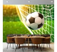 Papier Peint Photo INTISSÉ 350 x 256 cm Poster Géant Style Sportif Motif Football Décoration, Vert Papier Peint Panoramique 3D Décoration Murale