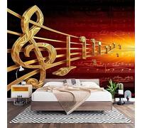 Papier Peint Photo Intissé 350x256 cm Rouge 3D Panoramique papier peint | ThèMe De Notes De Musique En 3d Poster Tableaux Muraux Tapisserie Photo Décoration Fresque Murale Pour Salon Chambre Couloir