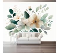 Papier Peint Photo Intissé - couleur claire Aquarelle Fleurs Nature Murale Haute Définition pour Salon Chambre et Bureau, 250 x 175(WxH) Poster Mural Format Facile à Poser pour Intérieur Maison