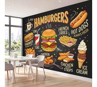 Papier peint photo intissé Hamburger Géant & Restauration Rapide Américaine effet 3D 400 x 280 cm, Fruit Alphabet Papier peint intissé de haute qualité, pour Cuisine, revêtement mural
