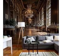Papier peint photo intissé, magnifiques couloirs de palais, effet 3D, architecture baroque pour salon/chambre, papier peint intissé marron pour décoration murale, stickers 150 cm x 105 cm - tableau sa