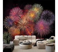 Papier Peint Photo Intissé Moderne Vibrant Feux D'Artifice Surréaliste, Papier Peint Mural Panoramique Noir - Fresque Murale Photo Tapisserie pour Décoration Chambre Salon, 350 x 256 cm (L x H)