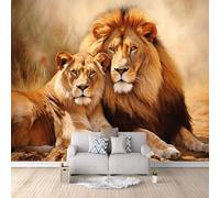 Papier Peint Photo Lion Mignon Moderne Imprimé 3D Animal Mural 450x315 cm Poster non Tissé Imperméable et Durable Facile à Nettoyer Pas de support adhésif pour Café Couloir Chambre d'enfants Hôtel
