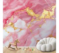 Papier peint photo mural - effet marbre pour chambre, aspect pierre d'agate rose et or rose, décoration murale abstraite moderne pour salon ou chambre d'enfant, 430 cm x 300 cm, poster - sticker mural