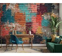 Papier peint photo mural - effet pierre, style industriel vintage, brique, intissé, moderne, pour salon, chambre, chambre d'ado, motif décoratif, 300 cm x 210 cm, poster - sticker mural - sans cadre