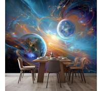 Papier peint photo mural intissé sur le thème de l'univers de science-fiction et des galaxies spatiales, décoration murale moderne pour salon ou chambre d'enfant - Multicolore, 250 cm x 175 cm - Stick