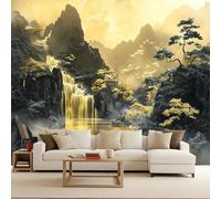 Papier Peint Photo Murale 350x256 cm Paysage Chinois Montagne Rivière 3D Effets Muraux Tissus Non Tissés Mat Wallpaper Poster Décor Murale pour Salon Chambre Couloir Bureau Rénovation de Maison