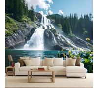 Papier Peint Photo Murale 400x280 cm Nature Paysage Montagne Forêts Lacs 3D Effets Muraux Tissus Non Tissés Mat Wallpaper Poster Décor Murale pour Salon Chambre Couloir Bureau Rénovation de Maison