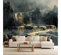Papier Peint Photo Murale 400x280 cm Paysage Chinois Montagne Rivière 3D Effets Muraux Tissus Non Tissés Mat Wallpaper Poster Décor Murale pour Salon Chambre Couloir Bureau Rénovation de Maison
