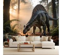 Papier Peint Photo Murale 450x315 cm Dinosaures Volcans Jurassique Animaux 3D Effets Muraux Tissus Non Tissés Mat Wallpaper Poster Décor Murale pour Salon Chambre Couloir Bureau Rénovation de Maison