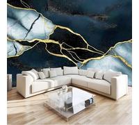 Papier Peint Photo Murale Marbre Abstrait, Texture Dorée Fresque Poster Géant Panoramique Intissée 200 x 140 cm pour Tapisserie Décoration Chambre Salon Maison