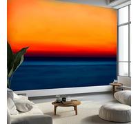 Papier Peint Photo Murale Minimaliste, Coucher Soleil Abstrait Mer Fresque Poster Géant Panoramique Intissée 400 x 280 cm pour Tapisserie Décoration Chambre Salon Maison
