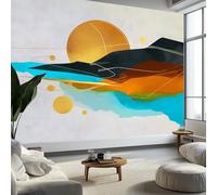 Papier Peint Photo Murale Style Bohème, Formes Abstraites Soleil Fresque Poster Géant Panoramique Intissée 300 x 210 cm pour Tapisserie Décoration Chambre Salon Maison