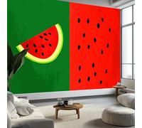 Papier Peint Photo Murale Style Dessin À La Main, Motif Texture Pastèque Dessin Animé Fresque Poster Géant Panoramique Intissée 350 x 256 cm pour Tapisserie Décoration Chambre Salon Maison