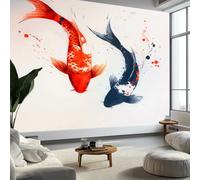 Papier Peint Photo Murale Style Peinture L’Encre, Animal Poisson Fresque Poster Géant Panoramique Intissée 200 x 140 cm pour Tapisserie Décoration Chambre Salon Maison