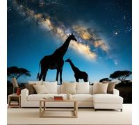 Papier Peint Photo Non Tissé 450x315 cm Girafe Animal Afrique Prairie Effets 3D Photo Geant Mural Wallpaper Mat Image Muraux Poster pour Salon Chambre Couloir Bureau Salon Décoration Murale