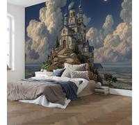 Papier peint photo non tissé,Magnifique architecture d'église,Violet,nuages floraux de rêve Panoramique Décoration Murale,Arbre ciel,150x105cm,Papier peint photo,Pour salon et chambre à coucher