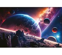 Papier peint photo non tissé Motif intelligence artificielle - Planètes et espace - 375 x 250 cm (avec colle) - Papier peint mural non tissé - Pour salon, chambre à coucher, bureau, cuisine - Prêt à