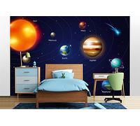 Papier peint photo non tissé Motif planètes 375 x 250 cm (avec colle) - Papier peint non tissé - Papier peint mural Tapisserie - Prêt à être monté
