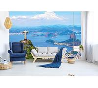 Papier peint photo non tissé, motif : vue sur Rio de Janeiro - 375 x 250 cm (avec colle) - Papier peint mural non tissé - Pour salon, chambre à coucher, bureau, cuisine - Prêt à être monté