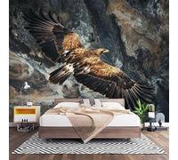 Papier Peint Photo Panoramique 3D Motif Animalier D'Aigle Royal Poster Papier Peint Intissé noir, Tapisserie Panoramique Salon, Décoration Mural Bureau Enfants Chambre 200x140 cm