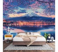 Papier Peint Photo Panoramique 3D Paysage Onirique Du Mont Fuji Poster Papier Peint Intissé Bleu, Tapisserie Panoramique Salon, Décoration Mural Bureau Enfants Chambre 450x315 cm
