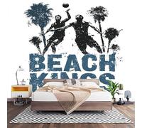 Papier Peint Photo Panoramique 3D ThèMe Beach-Volley Poster Papier Peint Intissé Blanc, Tapisserie Panoramique Salon, Décoration Mural Bureau Enfants Chambre 400x280 cm