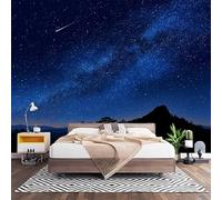 Papier Peint Photo Panoramique 3D Vue Nocturne éToiléE de La Voie LactéE Poster Papier Peint Intissé Bleu, Tapisserie Panoramique Salon, Décoration Mural Bureau Enfants Chambre 250x175 cm