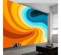 Papier Peint Photo Panoramique 450 x 280 cm Les Lignes Ondulées Abstraites Sont Simples papier peint Pour Salon Chambre Bureau Couloir décoration Peinture murale décor Murale moderne, Couleur