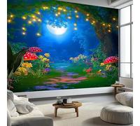 Papier Peint Photo Panoramique Champignons Fleurs, Forêt Paysage Papier Peint Intissé Mural - Poster Geant Mural Personnalisé 400 x 280 cm pour Salon Chambre D'enfants Décoration Murale