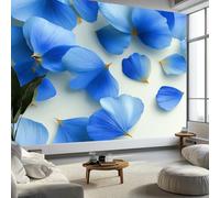 Papier Peint Photo Panoramique Fleurs Bleues, Surréalisme Papier Peint Intissé Mural - Poster Geant Mural Personnalisé 400 x 280 cm pour Salon Chambre D'enfants Décoration Murale