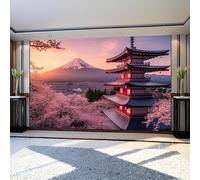 Papier Peint Photo Panoramique Intissé tour de style japonais et montagne enneigée 300 x 210 cmRouge Fresque Murale Salon Chambre Enfants Restaurant