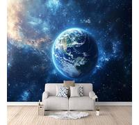 Papier Peint Photo PlanèTe Univers Imprimé 3D Galaxie Mural 300x210 cm Poster non Tissé Imperméable et Durable Facile à Nettoyer Pas de support adhésif pour Café Couloir Chambre d'enfants Hôtel