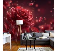 Papier peint photo romantique à motifs floraux, magnifique fresque murale de roses pour salon, chambre, chambre d'enfant, papier peint intissé rouge moderne, décoration murale, 150 cm x 105 cm