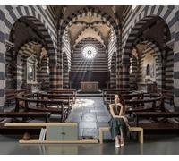 Papier Peint Photo Soie Cathédrale Gothique 450x315cm Papier Peint Panoramique Architecture Médiévale Fresque Murale Résistant aux UV Décoration Murale Pour Salon, Chambre, TV Fond - Gris Ardoise