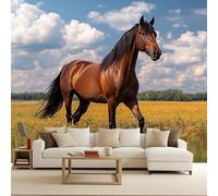 Papier Peint Photo vintage 300x256cm Cheval Des Prairies papier peint fleuri vintage Série Wild Gratuite Transformation Instantanée Murale Maison Poster Tendance Art Mural DIY Facile à Poser