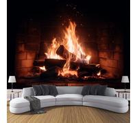 Papier Peint Photographie Cinéma 400×280cm Papier Peint Panoramique Effet 3D, XXL Peinture Murale Poster intissé Poêle Flamme, pour Chambre Salon TV Fond