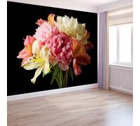 Papier Peint Photographie De Fleurs En Gros Plan200 x 140 cm Décoration Papier Peint Moderne Noir Murale facile à nettoyer, idéale pour chambre et salon, avec un design unique et moderne