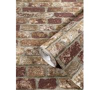 marburg Papier peint pierre 3D marron, rouge brique effet industriel pour chambre à coucher salon ou cuisine papier peint aspect pierre 10,05m x 0,53m