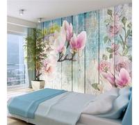 Papier peint Pink Flowers on Wood-Taille L 100 x H 70 cm Imprimé G
